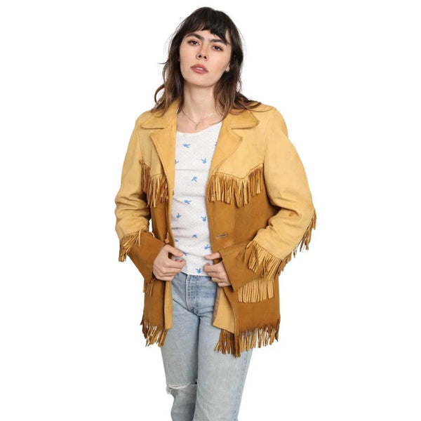 Western American Cowhide & Suede Leather Jacket