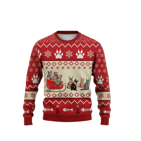 Cat Reindeer Ugly Christmas Sweater