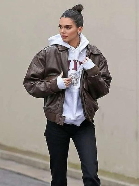 Kendall Jenner Brown Leather Jacket