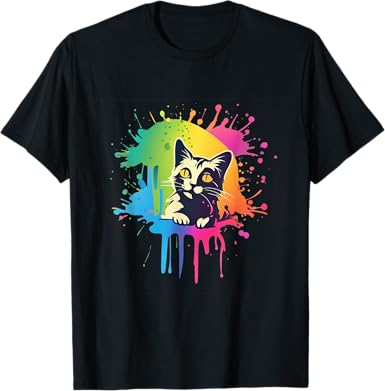 Rainbow Splash Cat T-Shirt