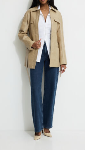 Belted Faux Leather Jacket