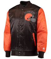 Cleveland Browns Locker Room Throwback Brown and Orange Satin Jacket - jnjjackets
