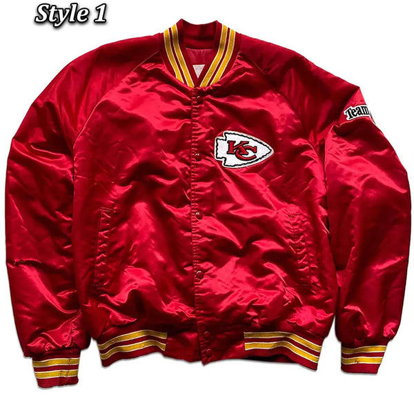 80s Kansas City Chiefs Satin Red Jacket