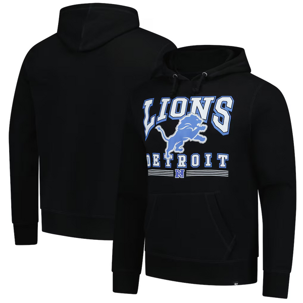 47 Black Detroit Lions Packed House Headline Pullover Hoodie