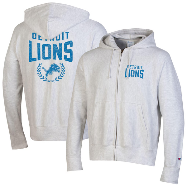 Champion Heather Gray Detroit Lions Reverse Weave Full-Zip Hoodie
