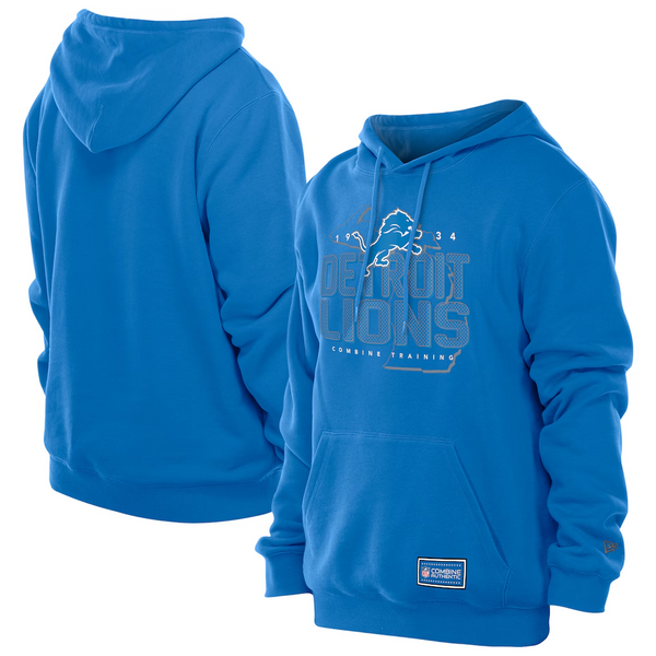 New Era Blue Detroit Lions Combine Authentic Throwback Hoodie