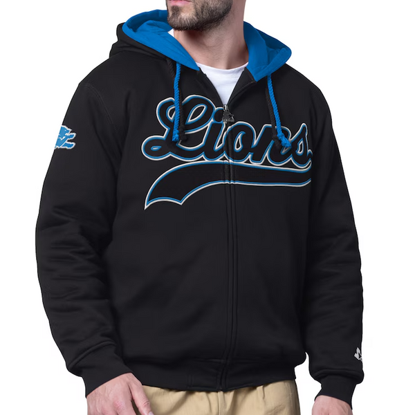 Starter Black Detroit Lions Big Shot Full-Zip Hoodie
