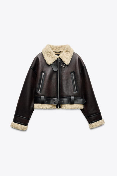 Double Sided Short Leather Jacket