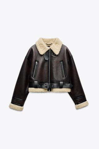 Double Sided Short Leather Jacket - jnjjackets