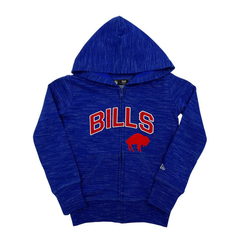 Youth Girls New Era Bills Heather Blue Full Zip Hoodie