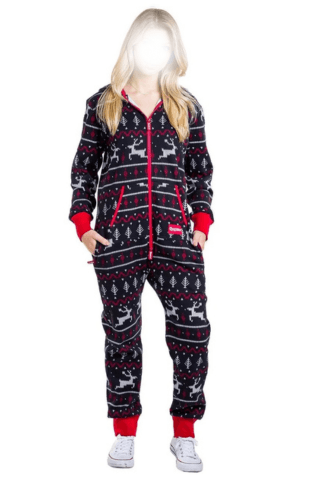 Black and Red Fair Isle Plus Jumpsuit - JnJ Jackets