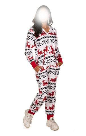 Red and White Fair Isle Knit Jumpsuit