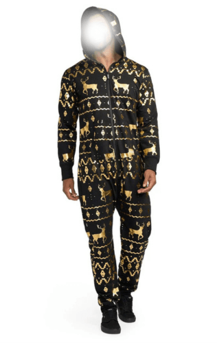 Gold Foil Fair Isle Reindeer Jumpsuit - JnJ Jackets