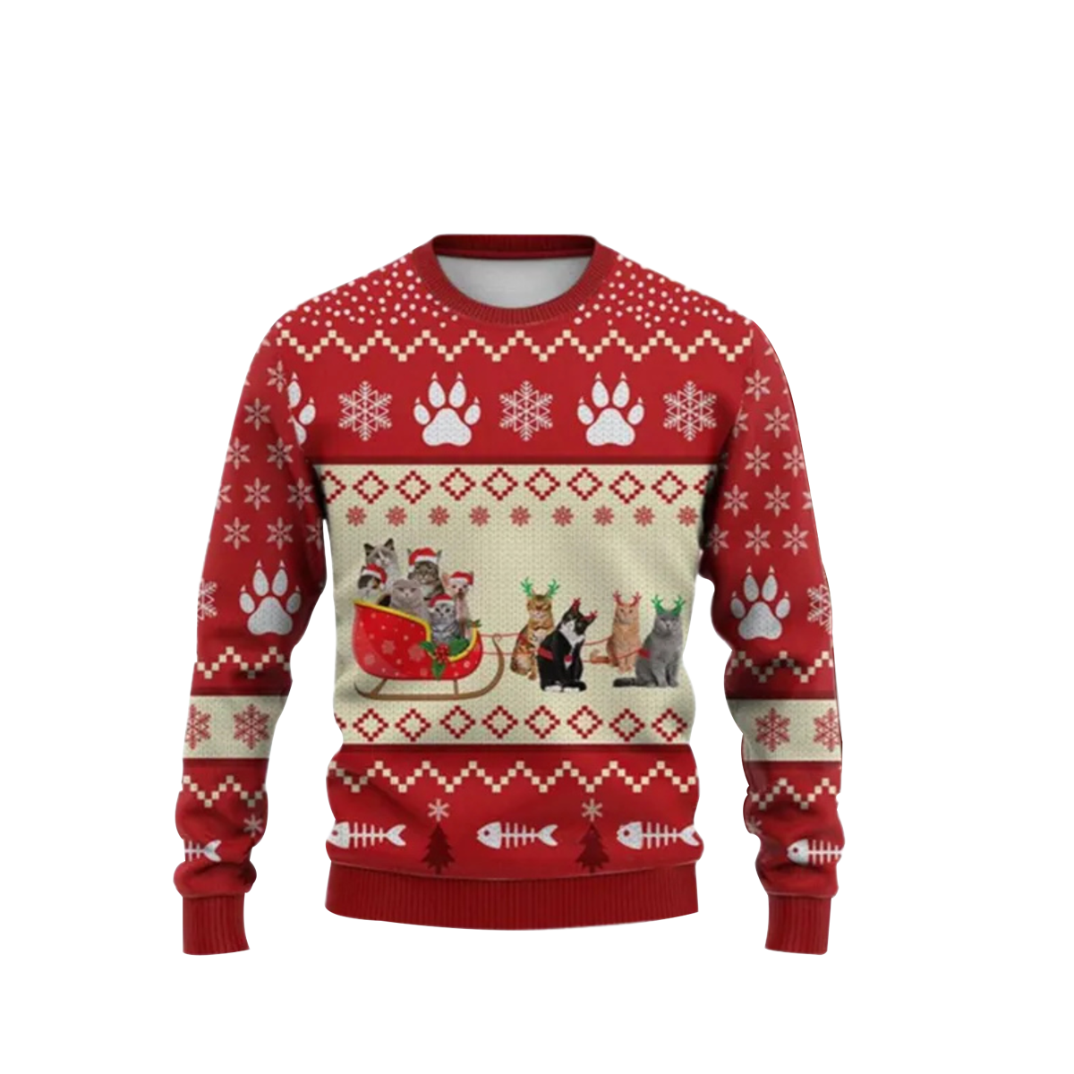 Cat Reindeer Ugly Christmas Sweater