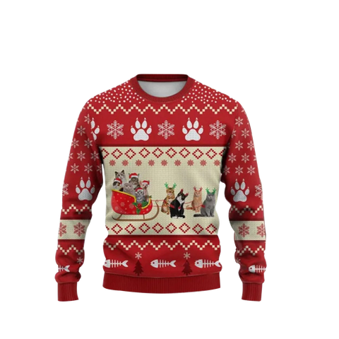 Cat Reindeer Ugly Christmas Sweater