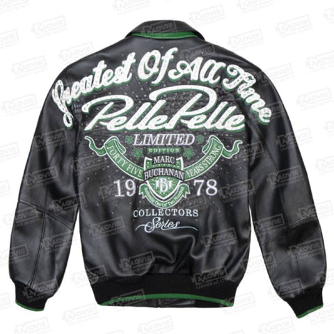 White, Black & Green Pelle Pelle Leather Jacket