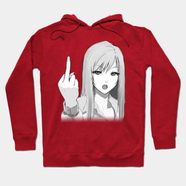 Middle finger anime kawaii girl Hoodie - JnJ Jackets