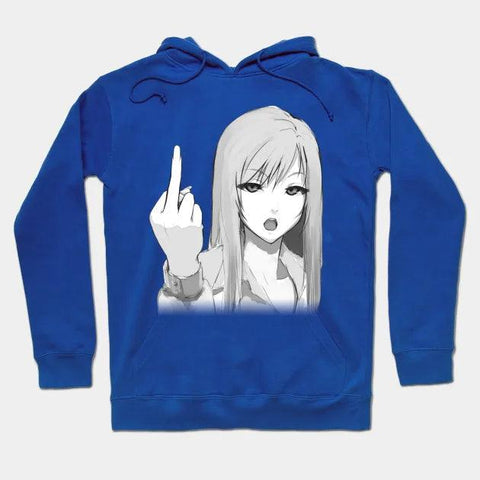 Middle finger anime kawaii girl Hoodie - JnJ Jackets