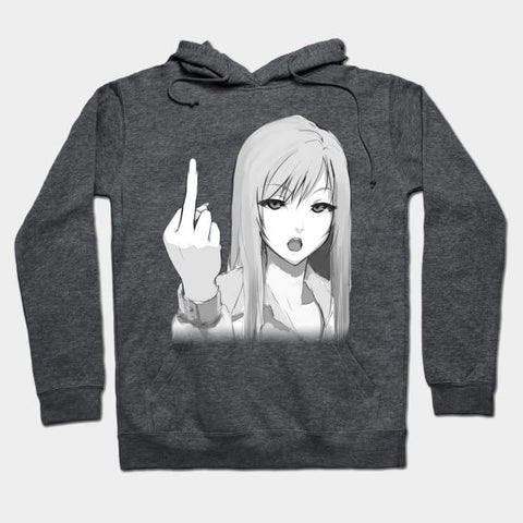 Middle finger anime kawaii girl Hoodie - JnJ Jackets