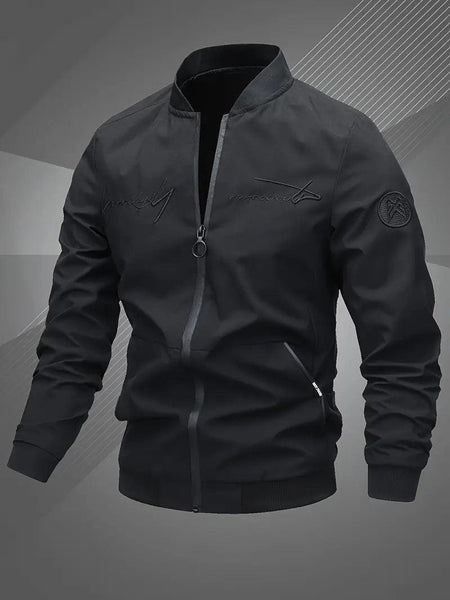 Letter Embroidered Casual Bomber Jacket