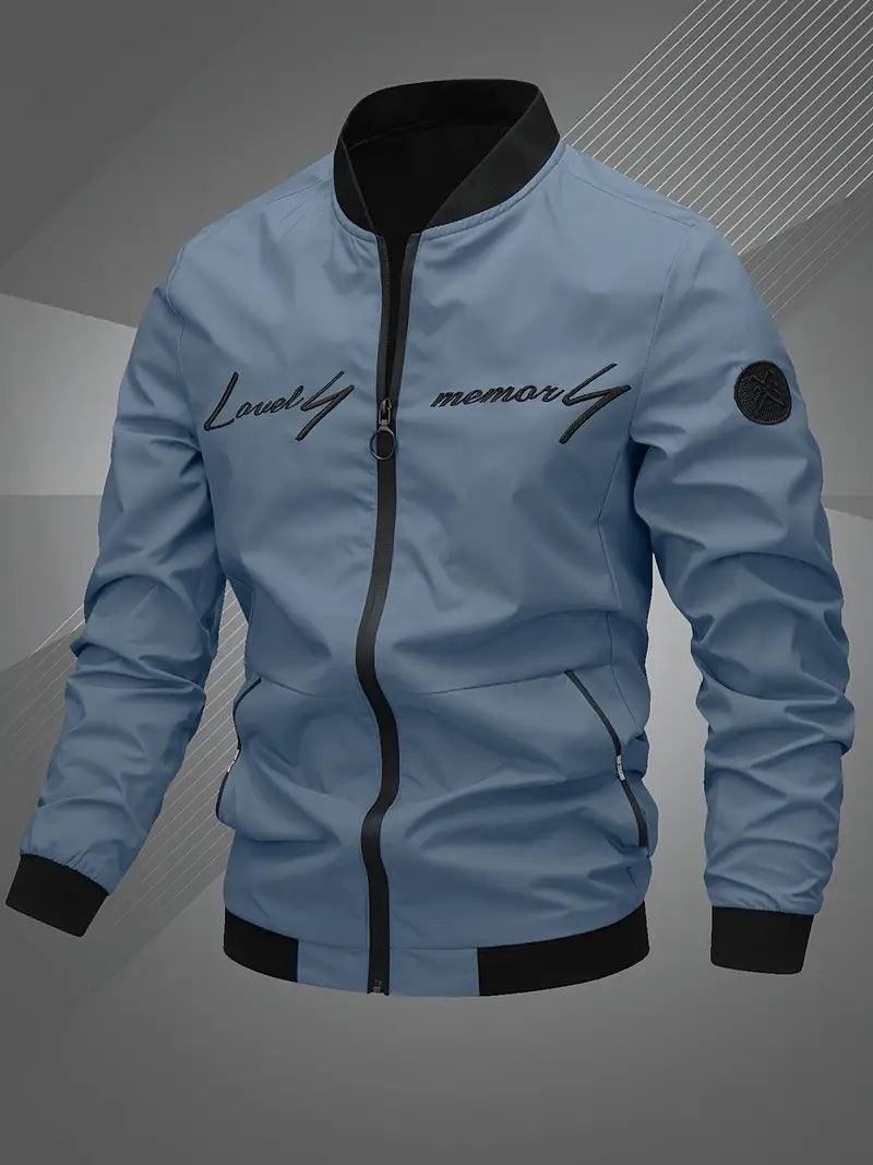 Letter Embroidered Casual Bomber Jacket - JnJ Jackets