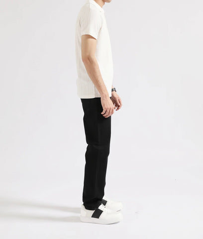 Textured Striped Johnny Collar Polo – Smart Casual T-Shirt - jnjjackets