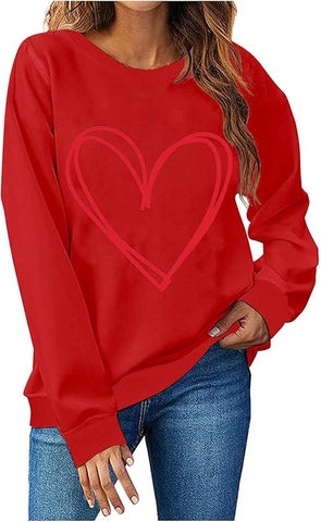 Crew Neck Casual Heart Sweatshirt