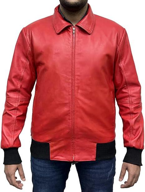 Mens Drakes Albanian Flag Red Leather Varsity Jacket - jnjjackets