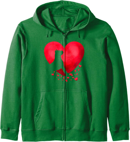 Boxer Heart Valentine Dog Lover Zip Hoodie