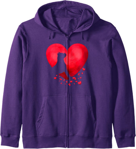 Boxer Heart Valentine Dog Lover Zip Hoodie