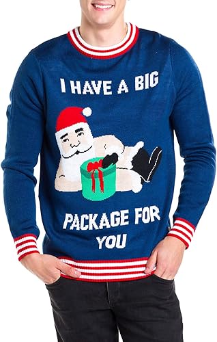 I Have A Big Package For You Blue Ugly Christmas Sweater