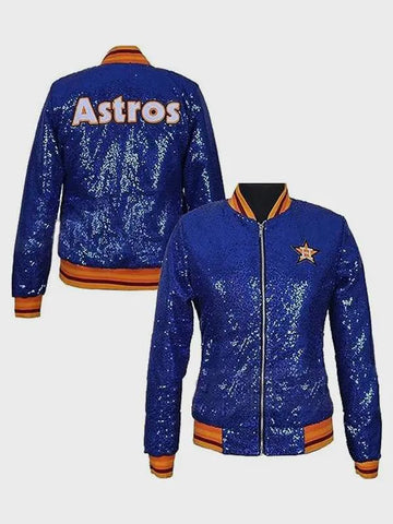 Bomber Houston Astros Sequin Blue Jacket - JnJ Jackets