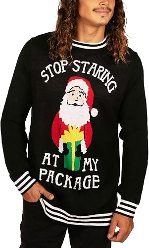 Stop Staring Santa At My Package Ugly Christmas Sweater