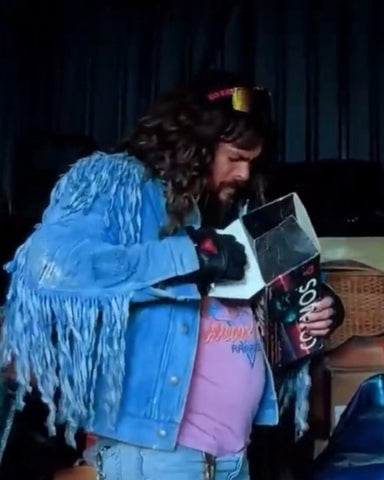 Jason Momoa Minecraft Movie 2025 Blue Fringe Jacket