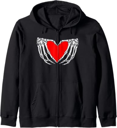 Skeleton Heart Hand Love Valentines Day Hoodie