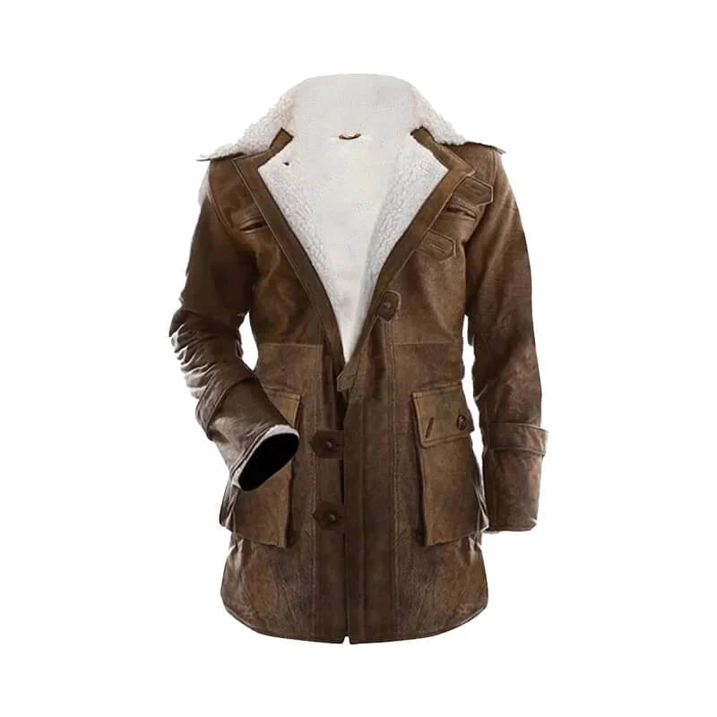 Bane The Dark Knight Rises Shearling Leather Coat