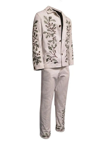 Barry Keoghan Leaf Embroidery  White Jacket