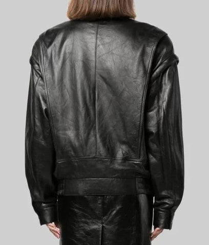 Bella Hadid Detachable Black Leather Jacket - JnJ Jackets