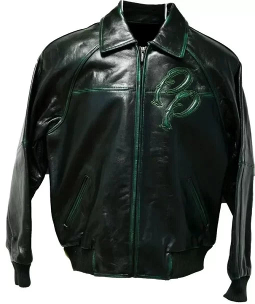 White, Black & Green Pelle Pelle Leather Jacket