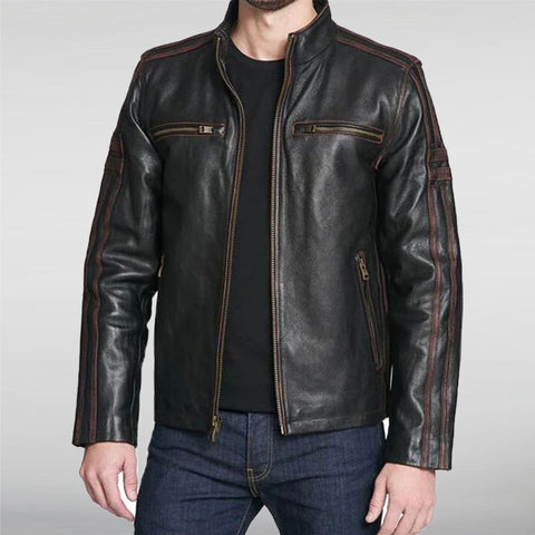 Black Rivet Leather Jacket - JnJ Jackets