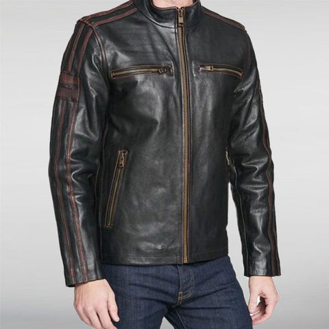 Black Rivet Leather Jacket - JnJ Jackets