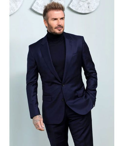 David Beckham Milan Fashion Week Navy Blue Suit