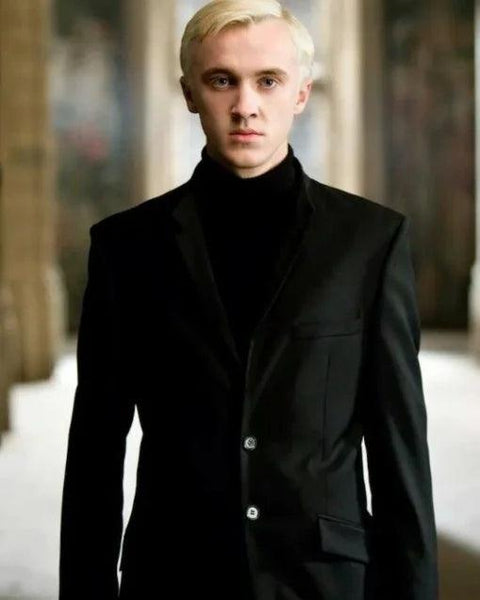 Draco Malfoy Black Suit With high-neck, Shirt & Tie For Nicky