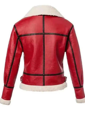 Christmas Red Shearling Jacket - JnJ Jackets