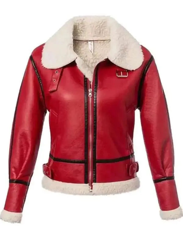 Christmas Red Shearling Jacket - JnJ Jackets