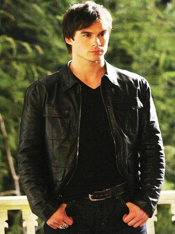 Vampire Diaries Damon Salvatore Leather Jacket - jnjjackets