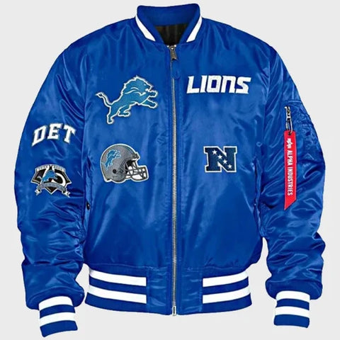 Detroit Lions Blue Bomber Jacket