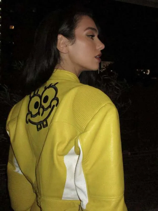 Dua Lipa Spongebob 2023 Yellow Leather Jacket