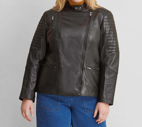 Quilted Plus Size Leather Jacket - jnjjackets