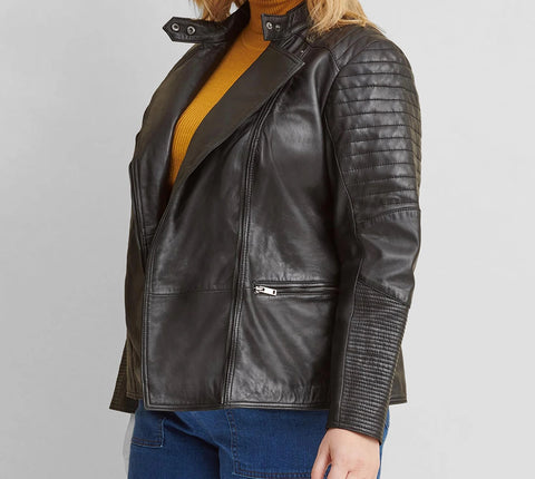 Quilted Plus Size Leather Jacket - jnjjackets
